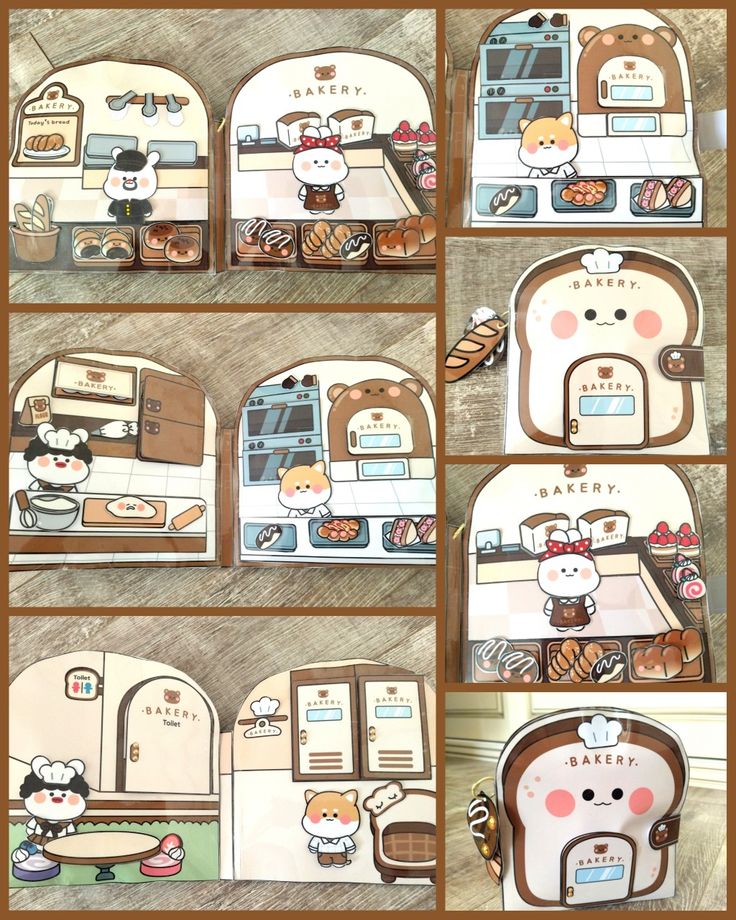 the instructions for how to make an adorable kitchen scene with breads and toaster ovens