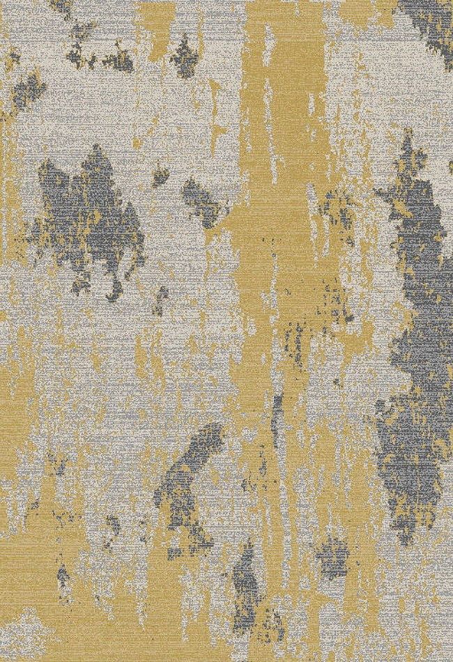 an area rug with yellow and gray colors