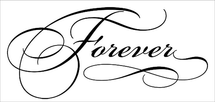 the word forever written in cursive writing