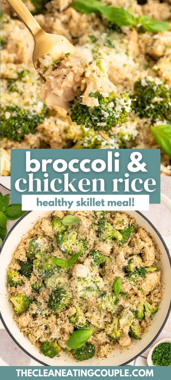 broccoli and chicken rice healthy skillet meal