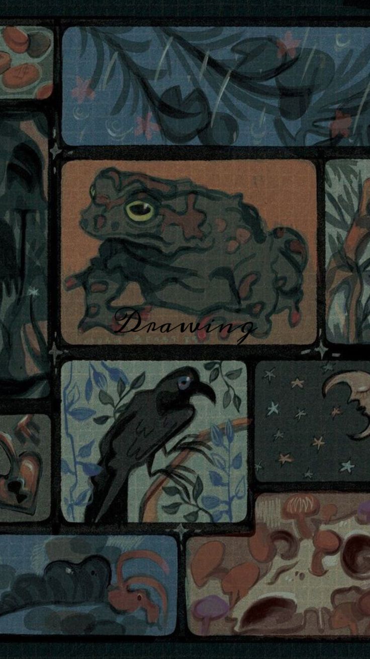 the frog and the raven are depicted in this mosaic