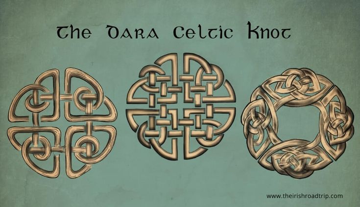 three celtic knot designs on a blue background