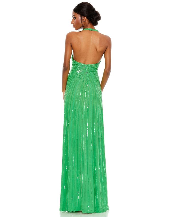 Punctuate your look for an evening of dancing and romance with this stunning gorgeous long prom dress. Featuring a halter V-neckline with sexy open back. This dress is perfect for any special occasion so you can feel confident, glamorous, and comfortable in this elegant design. Fabric : Sequins Zipper Back Length : Full Length Sleeve Style : Halter Color : Spring Green Sizes : 0, 2, 4, 6, 8, 10, 12, 14, 16, 18, 20 Fully Lined Occasion : Prom, Formal, Evening Party, Homecoming, Wedding Guest, Red Glitter Prom Dresses, Sequin Evening Dress, Prom Inspo, Sequin Evening Dresses, Short Summer Dresses, Column Gown, Sequin Prom Dresses, Prom Dress Shopping, Cute Prom Dresses