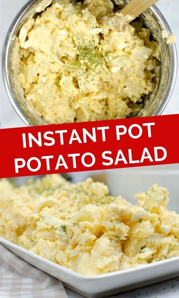 an image of potato salad in a bowl with the words instant pot potato salad above it