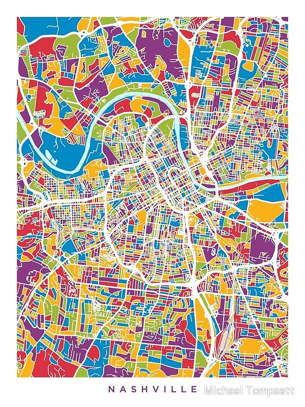 a colorful map of nashville, tennessee