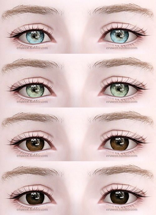 four different types of eyes with long lashes