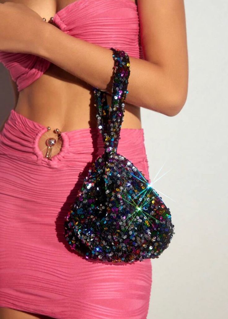 Indulge in the luxurious elegance of our Contrast Sequin Evening Bag. Featuring an eye-catching multicolor design, this bag is perfect for adding a touch of sparkle to any evening ensemble. The zipper closure ensures your belongings stay safe and secure, while the mini size makes it the perfect accessory for a night out. Elevate your style with this sophisticated and exclusive bag. Trendy Handheld Shoulder Bag For Party, Trendy Handheld Party Bags, Elegant Party Shoulder Bag With Zipper Closure, Trendy Party Clutch Bag, Trendy Evening Bag With Zipper Closure For Party, Elegant Party Bag With Zipper Closure, Handheld Shoulder Bag With Zipper Closure For Party, Handheld Shoulder Bag With Zipper For Party, Handheld Shoulder Bag For Party