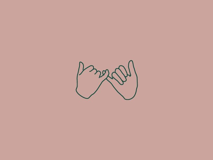 two hands making the v sign with their fingers on pink wallpaper, minimal line art