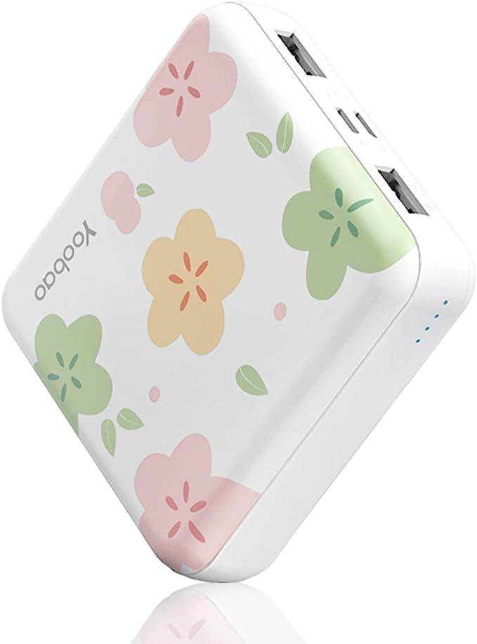 an external power bank with flowers on it