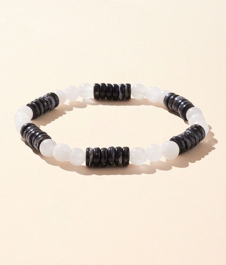 BKE Black & White Bracelet - White/Black , Men's Blackwhite Beaded stretch bracelet One size fits most. Apparel & Accessories White Beads Bracelet, White Bracelets, Beaded Stretch Bracelet, White Beads, Stretch Bracelets, Apparel Accessories, Bracelets For Men, White And Black, Mens Jewelry