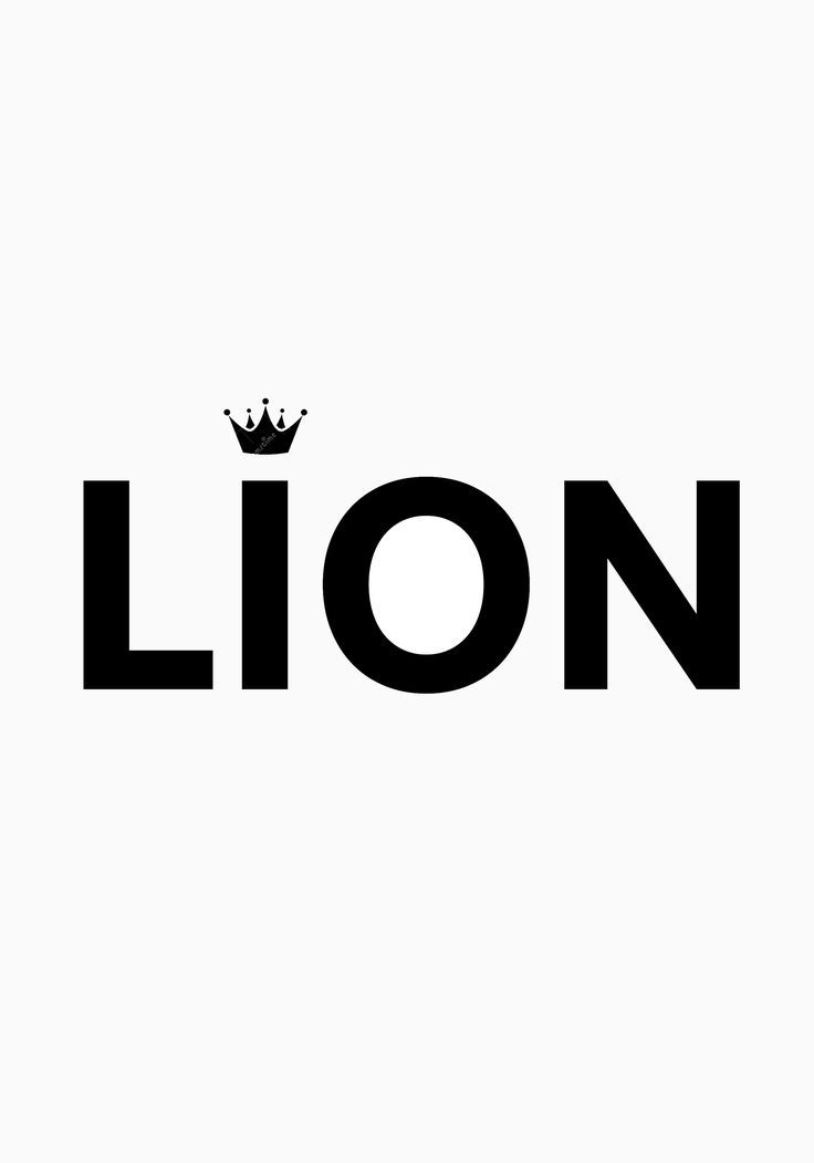 the word lion with a crown on it's head is shown in black and white