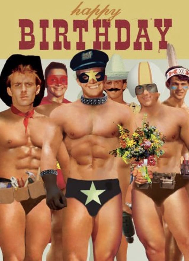 a group of men in bathing suits and hats are standing next to each other, with the caption happy birthday