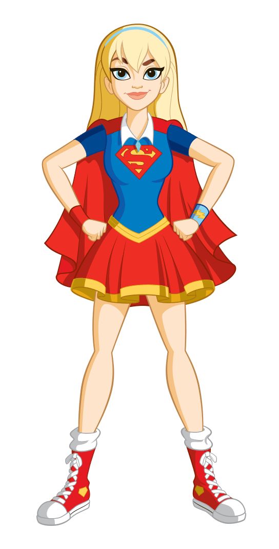 a cartoon girl in a red and blue outfit