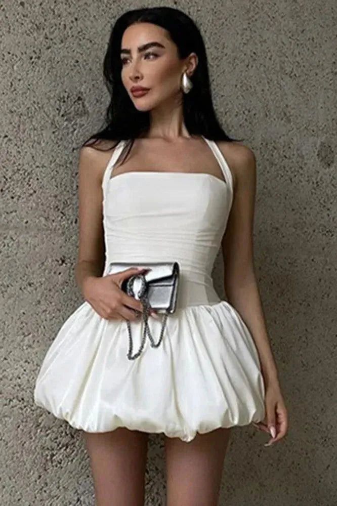 Ruffled Strappy Backless Mini Dress – GOMINGLO Mini Gown, Halter Dress Short, Elegant Mini Dress, A Line Evening Dress, Tube Top Dress, Dress Women Elegant, Backless Mini Dress, Maxi Dress Cocktail, Evening Dresses Elegant