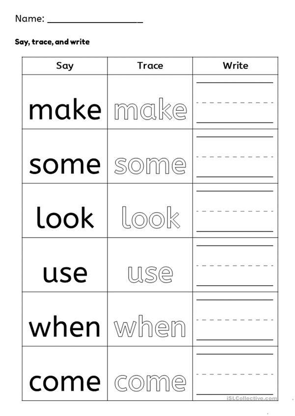 worksheet with words that are in the same language and have been used to teach children