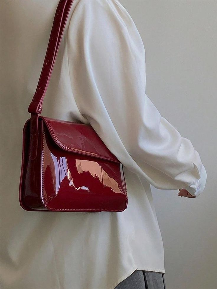 Casual Purse, Red Crossbody Bag, Faux Leather Handbag, Women Crossbody Bag, Underarm Bag, Pretty Bags, Designer Crossbody Bags, Small Shoulder Bag, Shoulder Purse