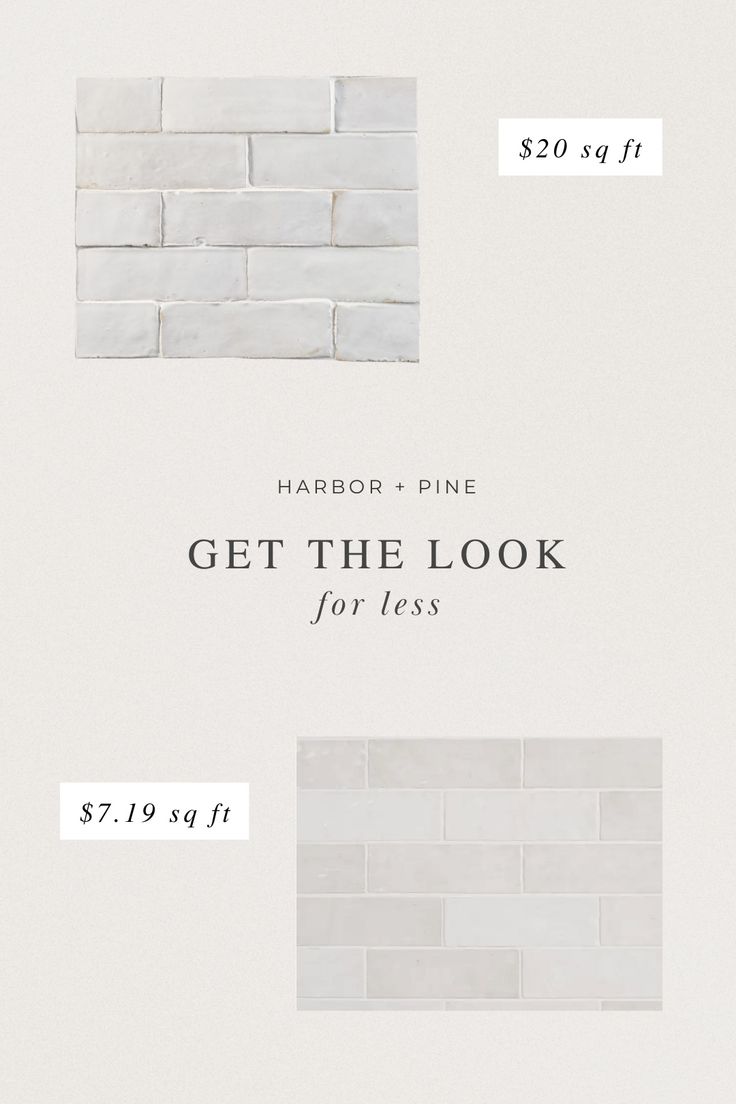 white tile advertise with the words get the look for less