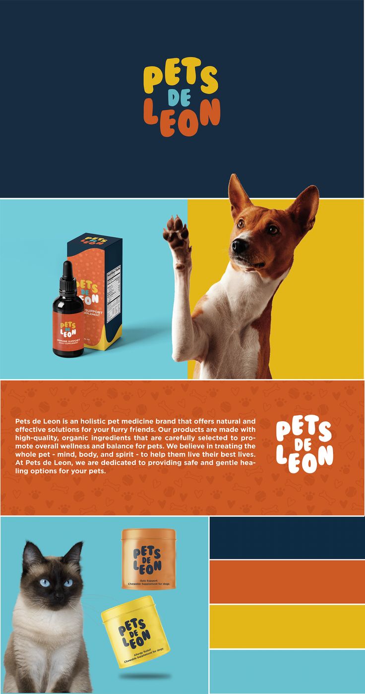 an advertisement for pet products with a dog and cat on the front, one is holding up