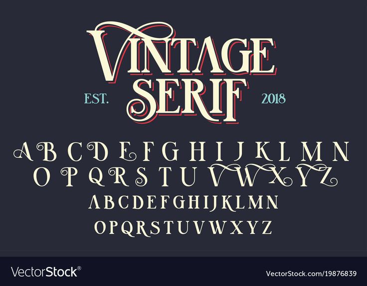 an old fashioned font and numbers set on a black background with the words vintage serif