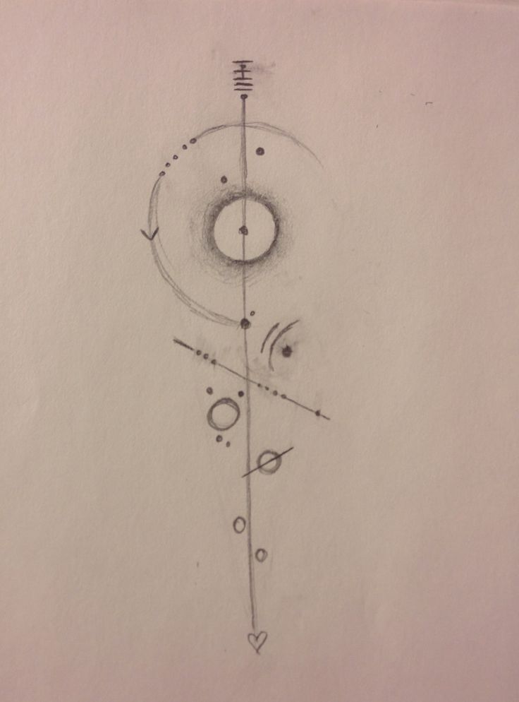 this is a drawing of a clock with arrows and circles on it's face