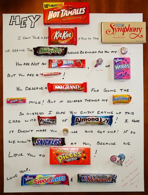 a white board with candy on it