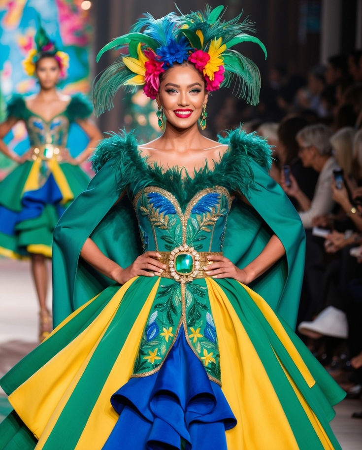 Brazilian Culture Clothing, Brazil Costume, Brazil Dress, Fashion Walk, Country Dresses, Christmas Parade, New Cat, Cat Walk, Traditional Outfits