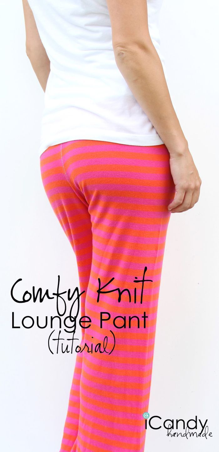 a woman in pink and black striped pants with the words candy lounge pant on it