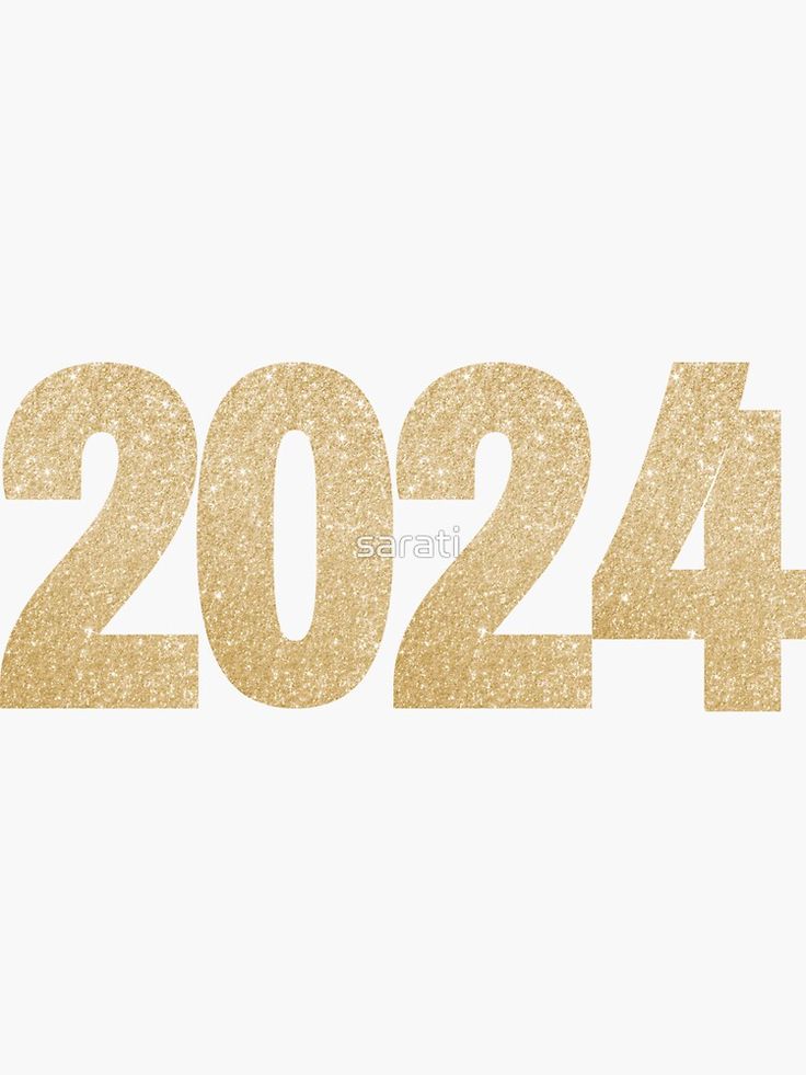 the number twenty four in gold glitter on a white background for new year's resolution