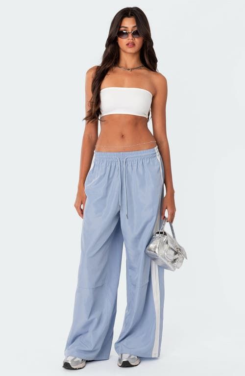 Find EDIKTED Fauna Track Pants on Editorialist. Sporty stripes trail the sides of these wide-leg track pants topped with a comfortable elastic waist. 100% polyester Machine wash, dry flat Imported Track Pants, Elastic Waist, Top Brands, Wide Leg, Light Blue, Track, Stripes, Elastic, Luxury Fashion