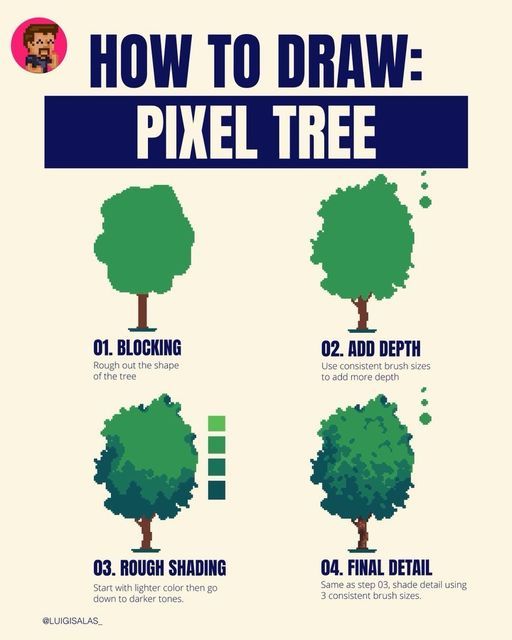 how to draw a pixel tree