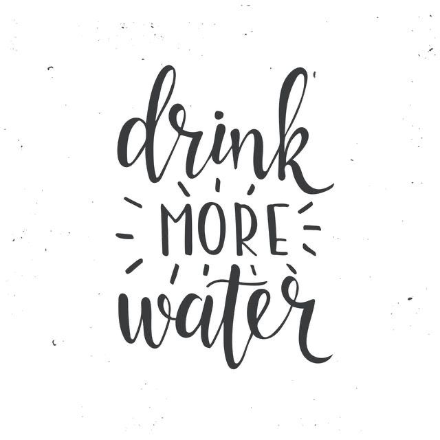 the phrase drink more water in black ink