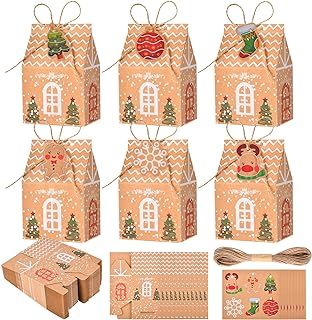 several cardboard boxes with christmas designs on them