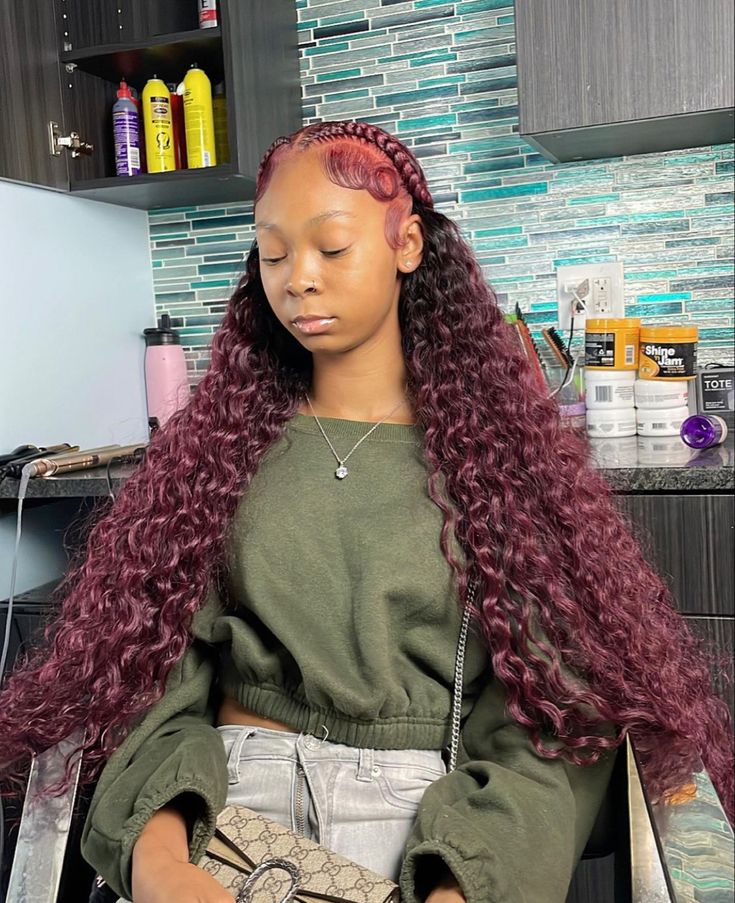 Leave Out Sew In Weave With Braids, Two Braids With Quick Weave In Back, 2 Stitch Braids With Quick Weave In The Back, Two Braids And Straight Hair, Stitch Braid Half Up Half Down Weave, French Braid Sew In, Leave Out With 2 Braids, Sew In With Two Braids At The Top, Two Braids With Sew In Weave In The Back