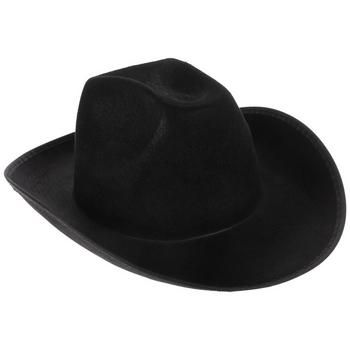 Saddle up with a stylish new accessory! Black Cowboy Hat is made of hard felt with a solid black color and is sized to fit most adults. The hat's characteristic tapered top and curled brim make it look just like a cowboy's. Wear it as a part of a costume, or use it to keep the sun out of your eyes! It might not be a whole ten gallons, but this hat will bring lots of western style to your look. Dimensions: 	 Length: 15" 	 Width: 12" 	 Height: 6" Saddle up with a stylish new accessory! Cowboy Hat Western Black Felt Hat For Western-themed Events, Western Black Brimmed Felt Hat, Western Style Black Top Hat For Western-themed Events, Black Brimmed Western Felt Hat, Black Western Style Brimmed Felt Hat, Western Black Fedora For Western-themed Events, Black Western Fedora For Western-themed Events, Western Style Black Fedora For Western-themed Events, Black Country Style Top Hat For Country Events