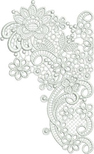 a white lace with intricate designs on it