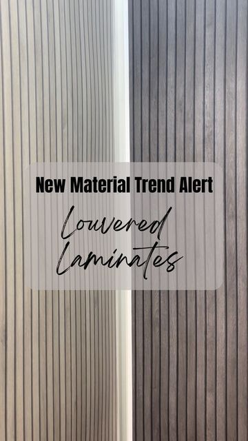 the words new material trend alert loungened laminates are written in black and white