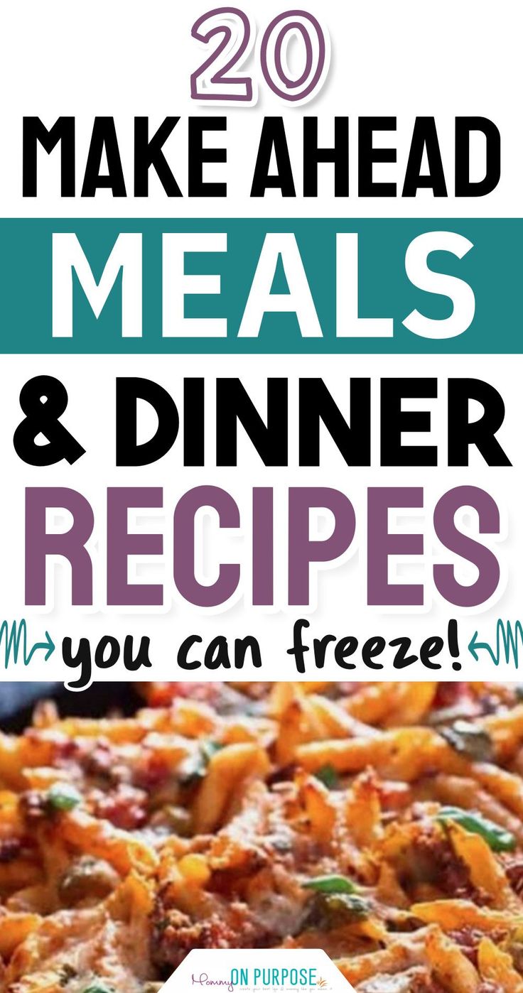 the cover of make ahead meals and dinner recipes, with text overlaying it