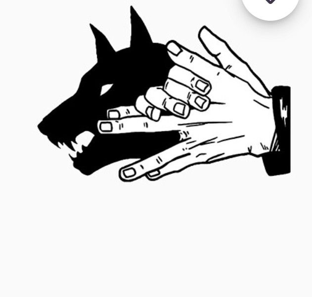 a black and white drawing of two hands holding a dog's head