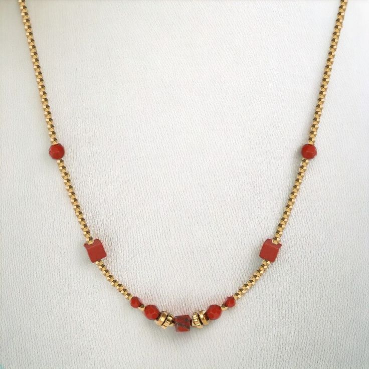 Red Love Necklace necklaces LUNARITY GARAGE Red Ruby Bead Necklaces, Gold Ruby Single Strand Jewelry, Red Ruby Necklace For Anniversary, Red Beaded Chain Necklace Gift, Red Ruby Necklace With Polished Beads, Elegant Red Clavicle Chain Jewelry, Red Beaded Chain Necklace For Gift, Gift Red Beaded Chain Necklace, Elegant Ruby Necklace With Delicate Chain