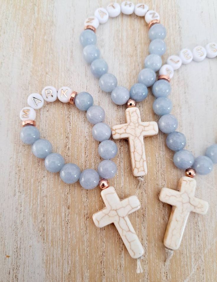 A spin on my original and popular finger rosary, these now come personalized by popular demand and available in rose gold, gold, bronze silver and gunmetal  If you have an special requests or want a combination of metals, stones, names etc please message me.  These rosaries are bulk discounted, please select qty from drop down menu. Please message me names or add them into the comment box upon checkout Adjustable Rose Gold Spiritual Rosary, Spiritual Rose Gold Rosary Bracelet Gift, Personalized Spiritual Rosary Gift, Adjustable Rose Gold Rosary As Gift, Personalized Cross Rosary Bracelet For Baptism, Spiritual Cross Rosary Bracelet For Baptism, Personalized Rosary With Round Beads As Gift, Handmade Spiritual Jewelry For Confirmation, Personalized Spiritual Rosary As Gift