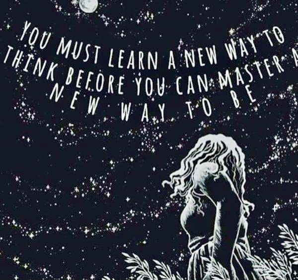 an image of a woman looking up at the stars in the night sky with a quote written on it