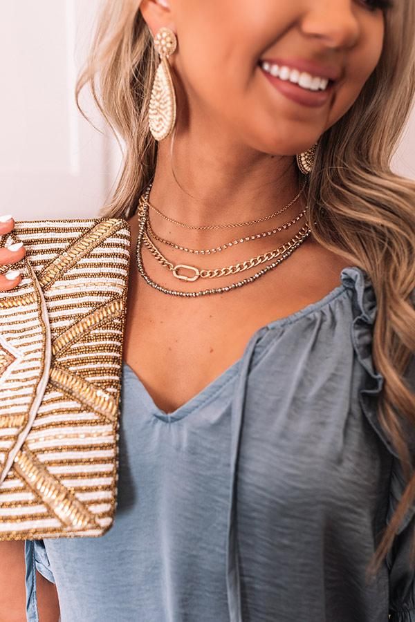 Ciao Darling Layered Necklace Tennis Chain, Dainty Chain, Gold Piece, Layered Necklace, Chain Choker, Women Clothing Boutique, O Clock, Black Booties, Beaded Chain