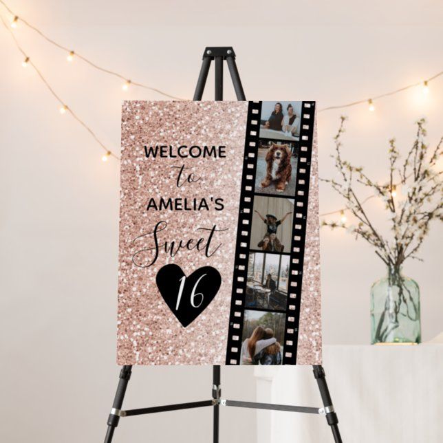 an easel with a sign that says welcome to america's sweet 16