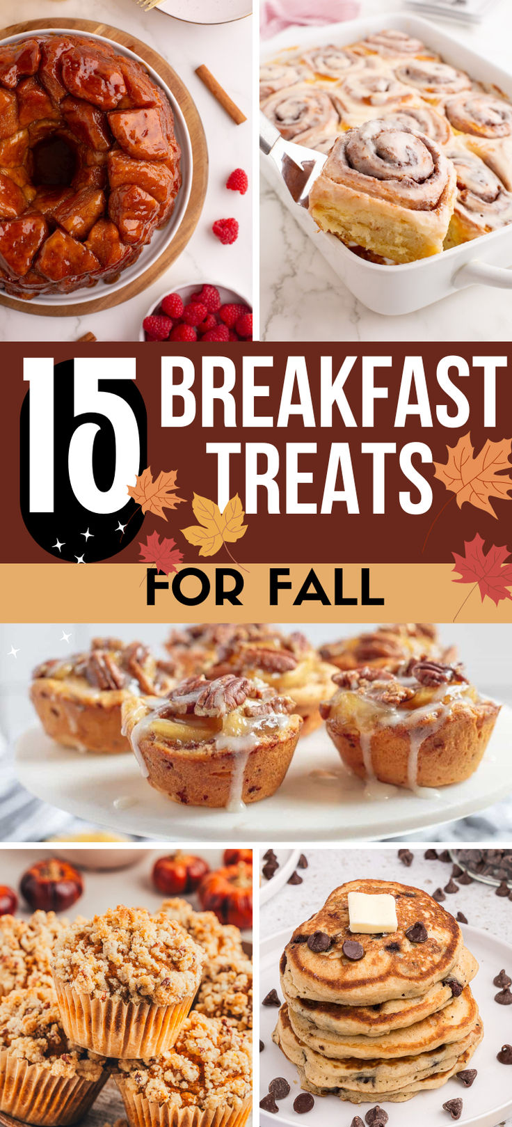 Fall breakfast photo collage with text overlay. Thanksgiving Breakfast Muffins, Morning Meeting Snacks Ideas, Fall Breakfast Desserts, Pecan Breakfast Recipes, Fall Breakfast Treats, Fall Themed Breakfast, Breakfast Baked Goods Recipes, Brunch Sweet Recipes, Cranberry Breakfast Recipes