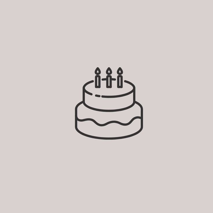 a cake with three candles on it is shown in black and white, against a gray background