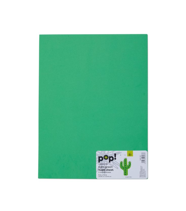 a green paper with the word pop on it and a cactus in the middle, against a white background