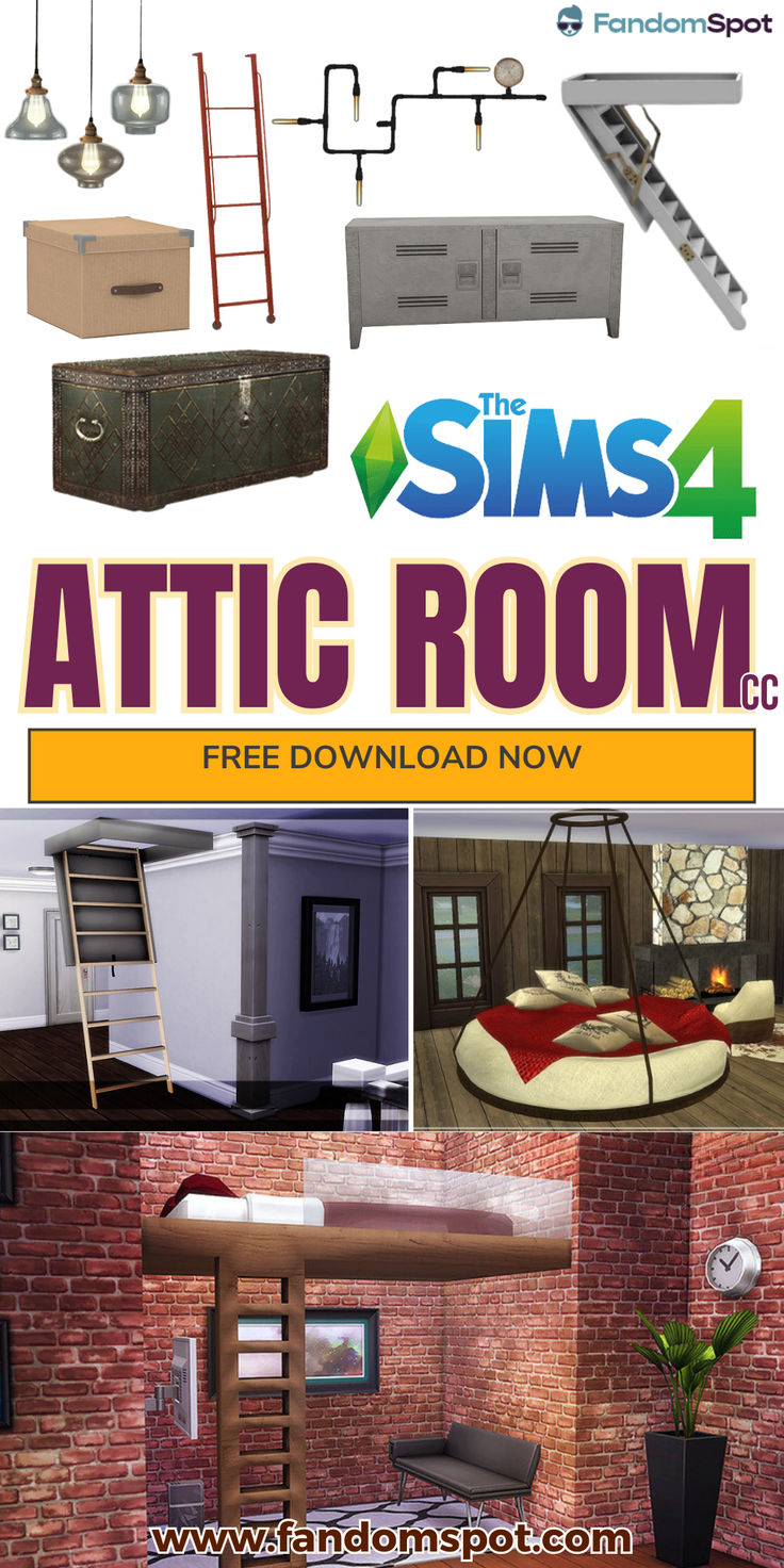 an advertisement for the sims 4 attic room