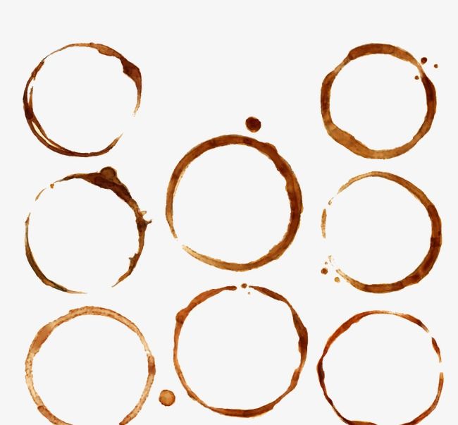 coffee stains are arranged in the shape of circles