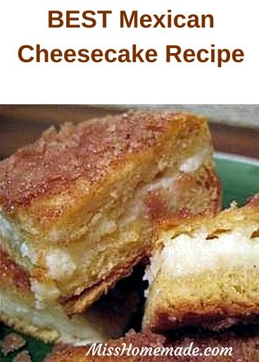 the best mexican cheesecake recipe is shown on a green plate with toasted bread