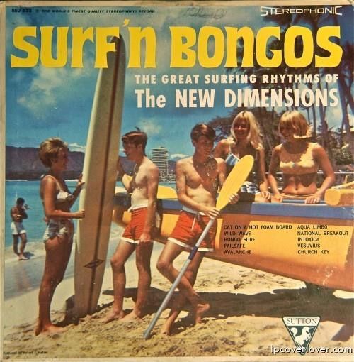 the cover of surf'n bongos magazine, featuring four young men and women